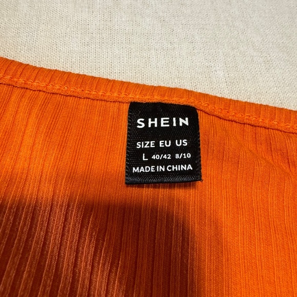 SHEIN Size Large Orange Ribbed Women's Crop Top - Picture 2 of 7